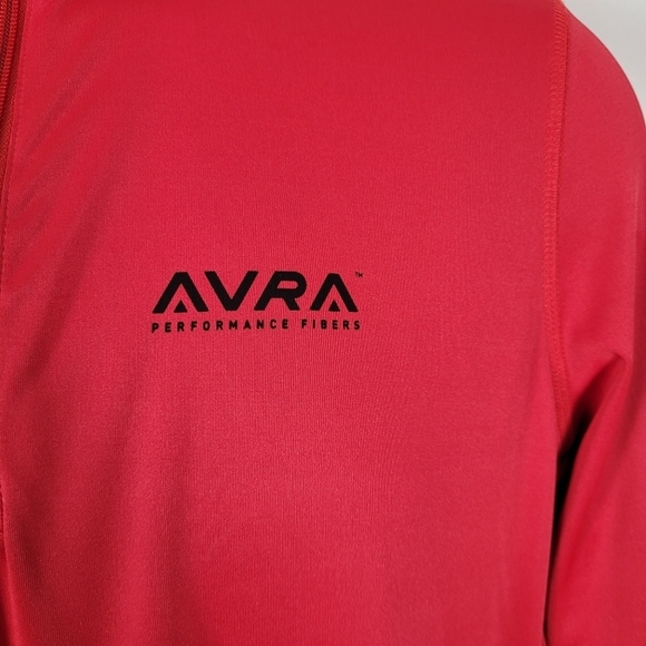 AVRA Performance Fibers Red Quarter Zip Athletic Thumb hole Long sleeve Size L - Picture 2 of 8